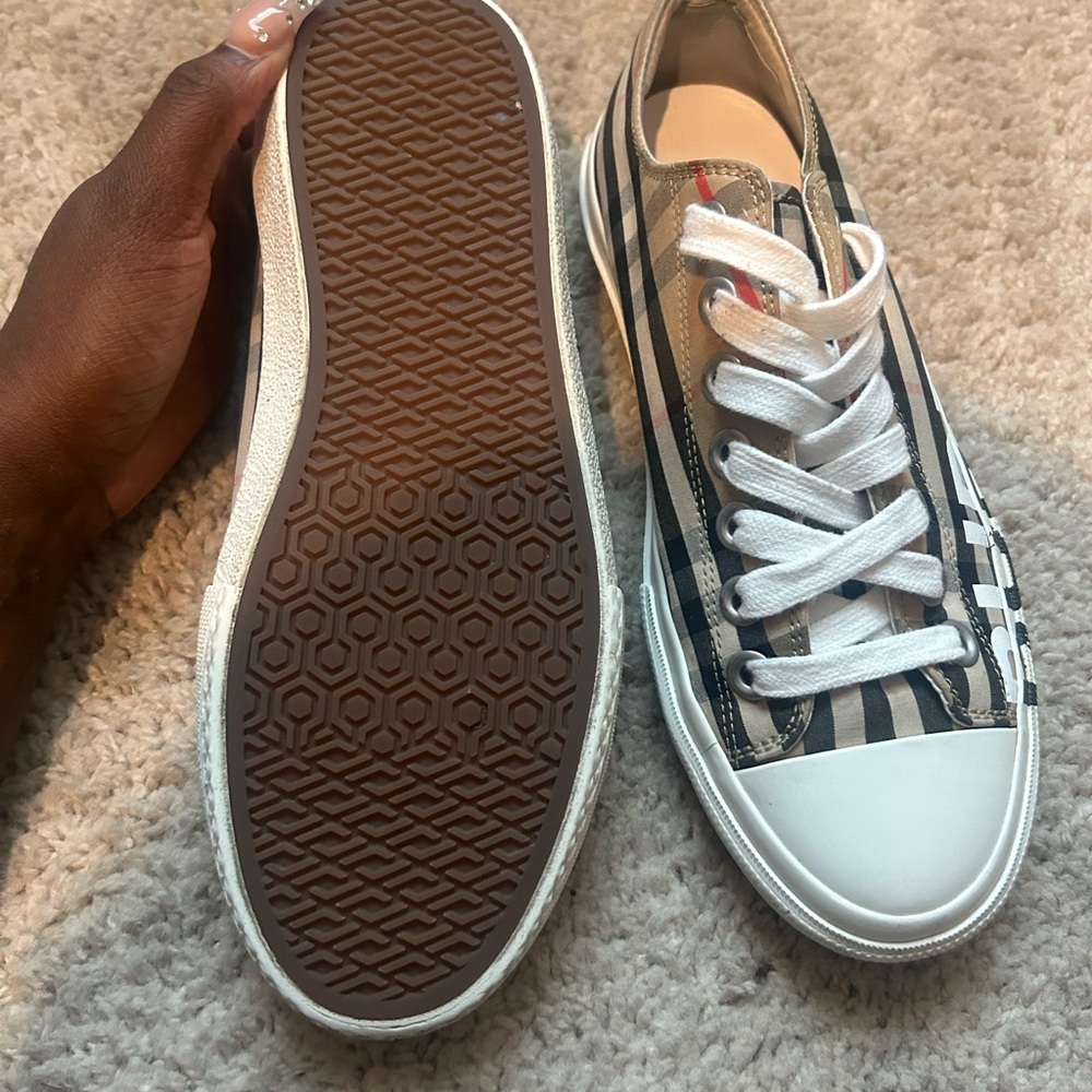 Burberry Beige and Black Check Sneakers - Picture 2 of 5